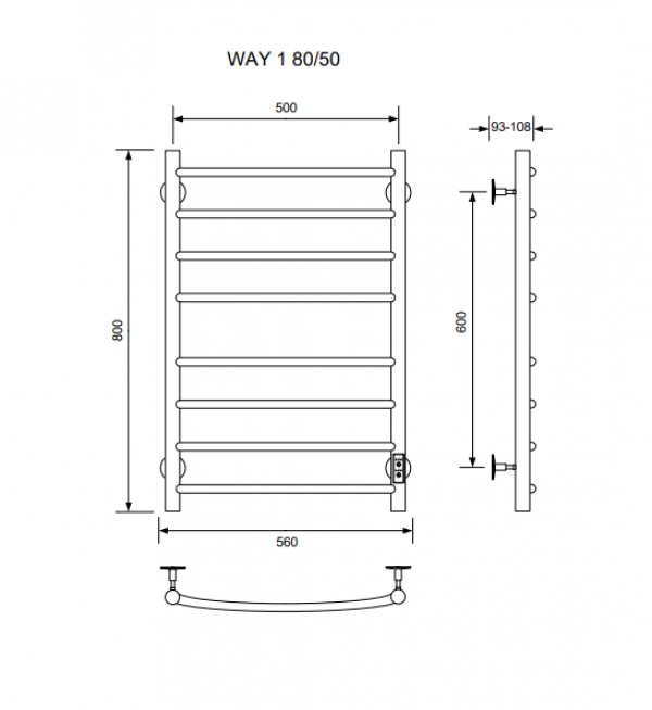 Полотенцесушитель WAY I 80/50 U (RAL9016)