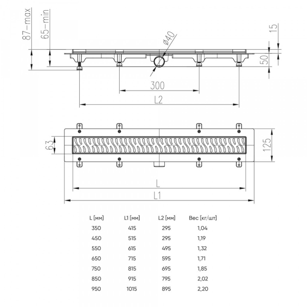 Душевой лоток Veconi Line 750